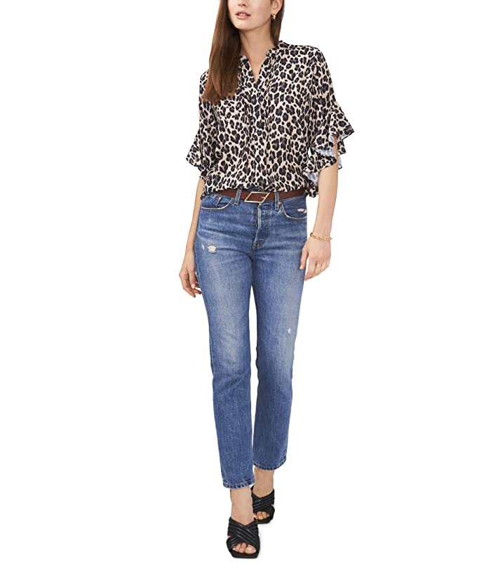 Vince Camuto Ruffle-Sleeve Leopard-Print Blouse