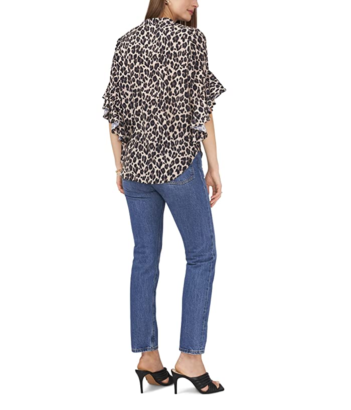 Vince Camuto Ruffle-Sleeve Leopard-Print Blouse