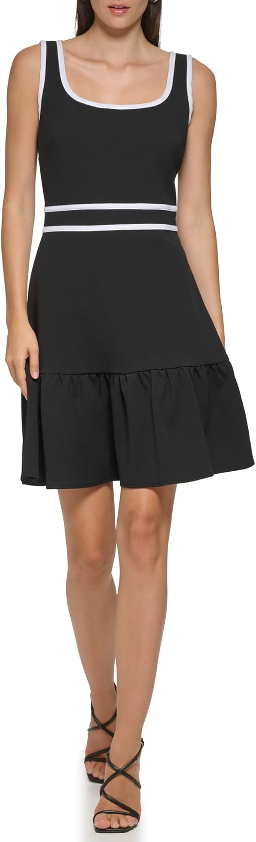 KARL LAGERFELD PARIS Women's Contrast-Trim A-Line Dress