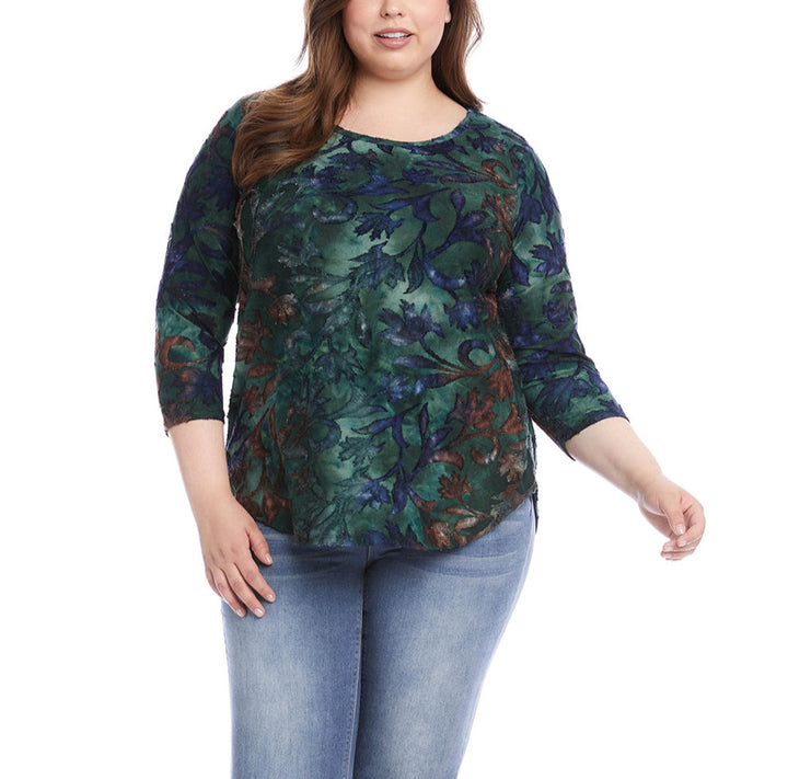 Karen Kane Plus Size Tie Dye Burnout Top