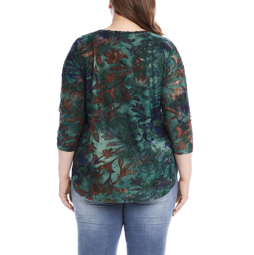 Karen Kane Plus Size Tie Dye Burnout Top