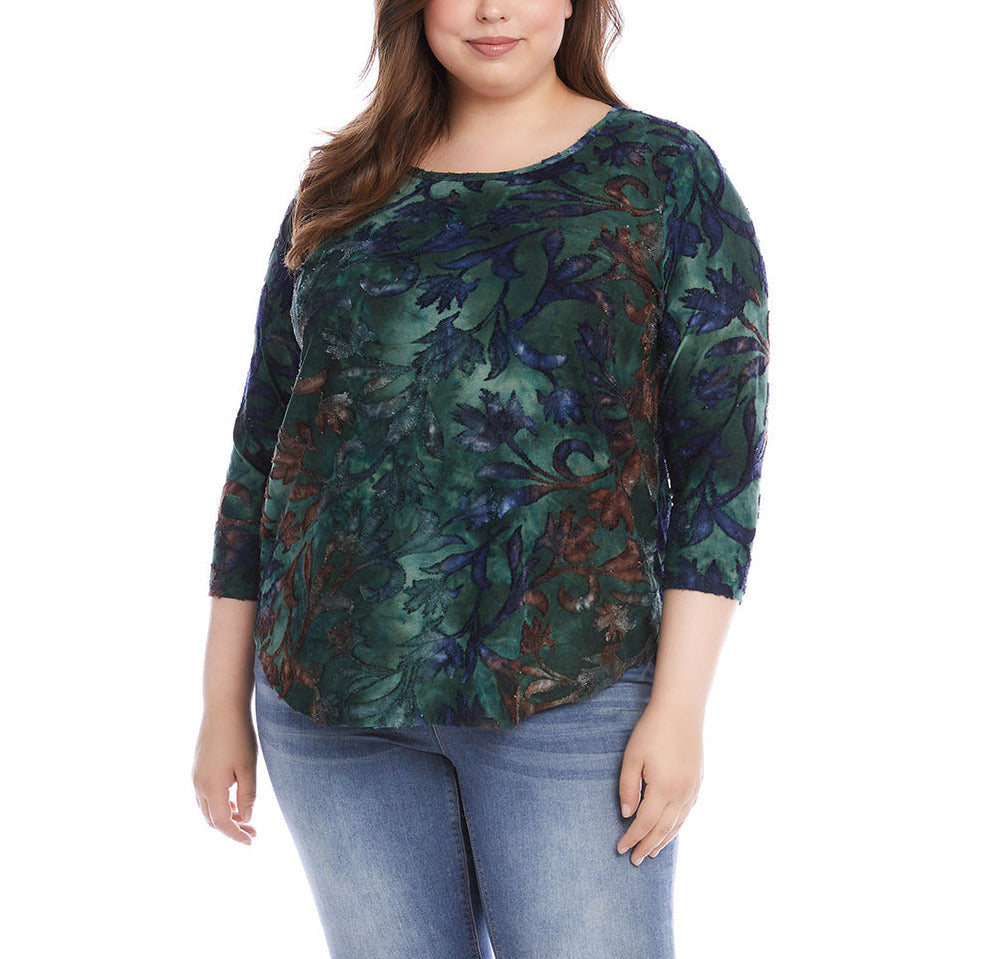 Karen Kane Plus Size Tie Dye Burnout Top