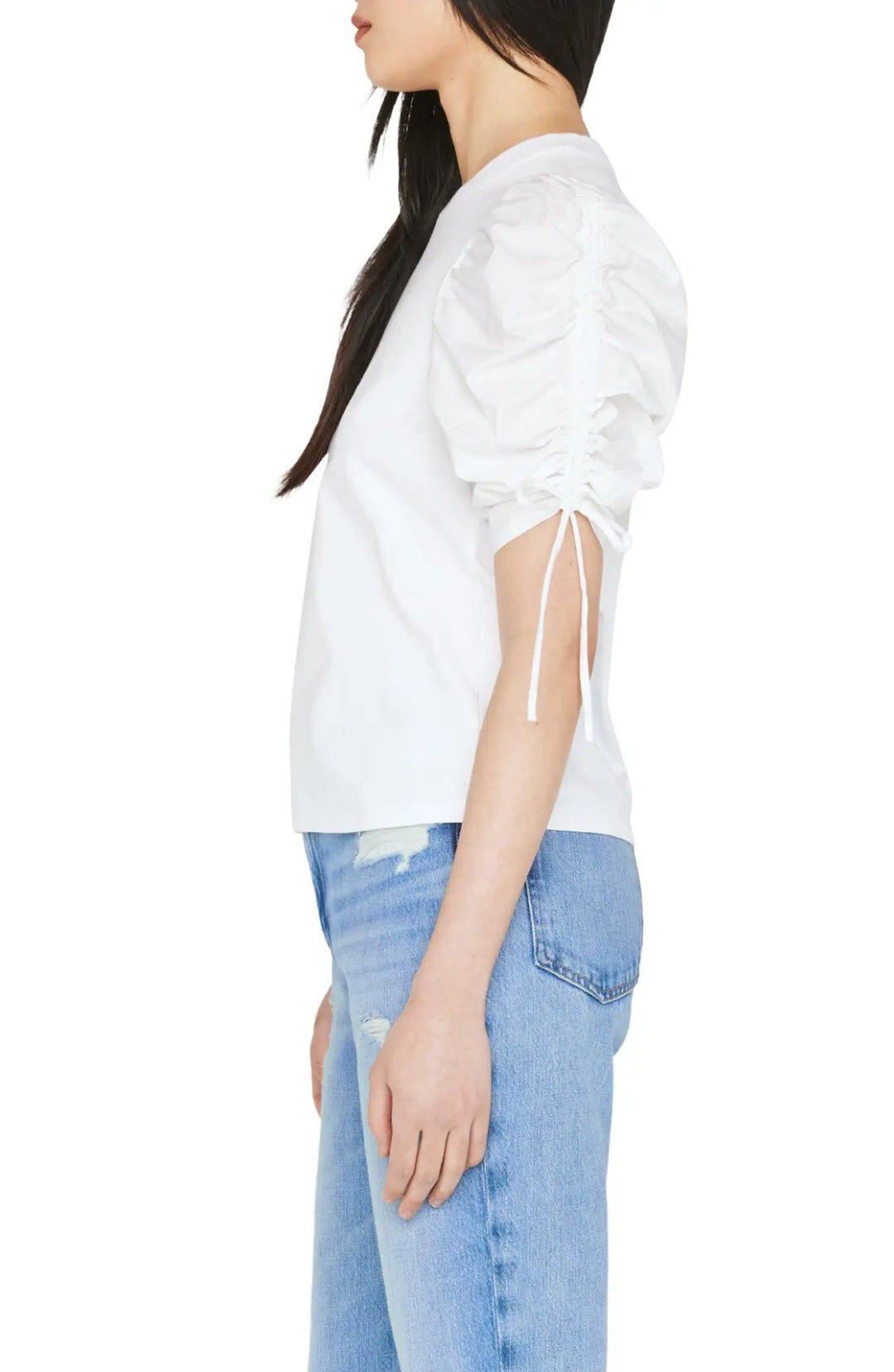 FRAME Ruched Sleeve T-Shirt