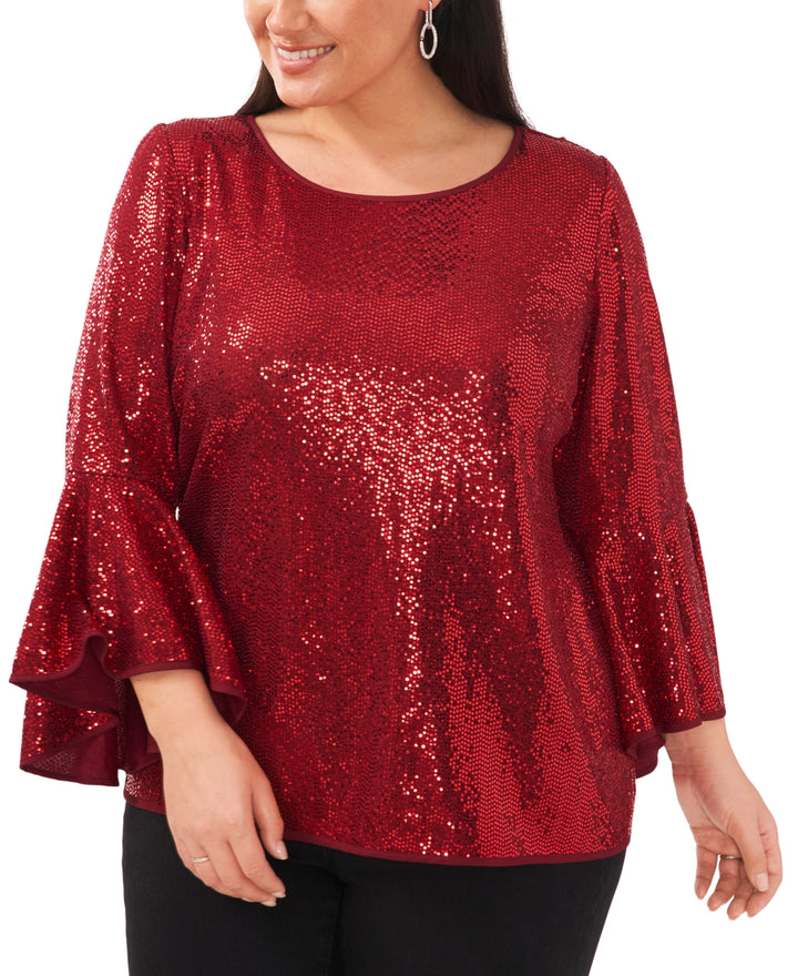 Vince Camuto Metallic Knit Flutter Sleeve Top