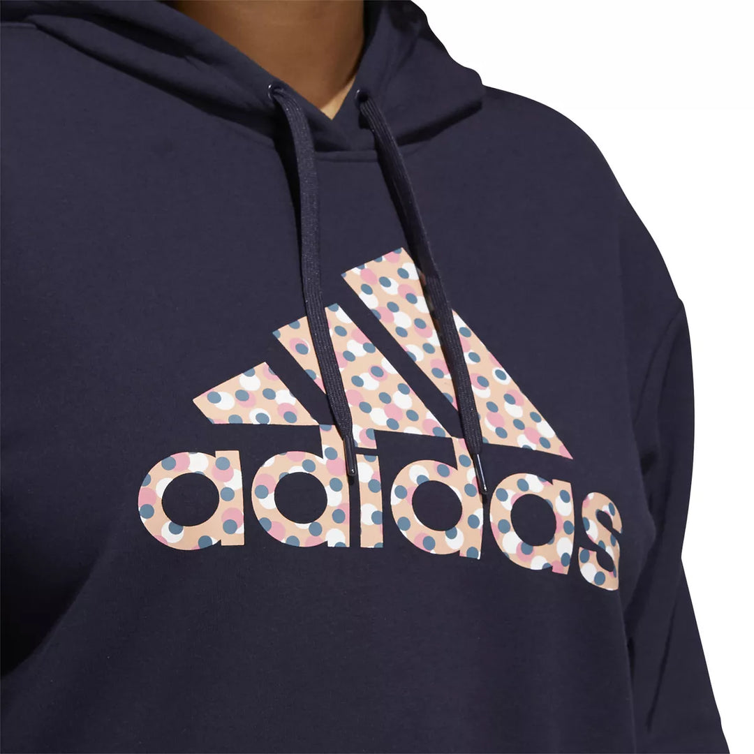 adidas Plus Size Dot-Print Logo Hooded Sweatshirt