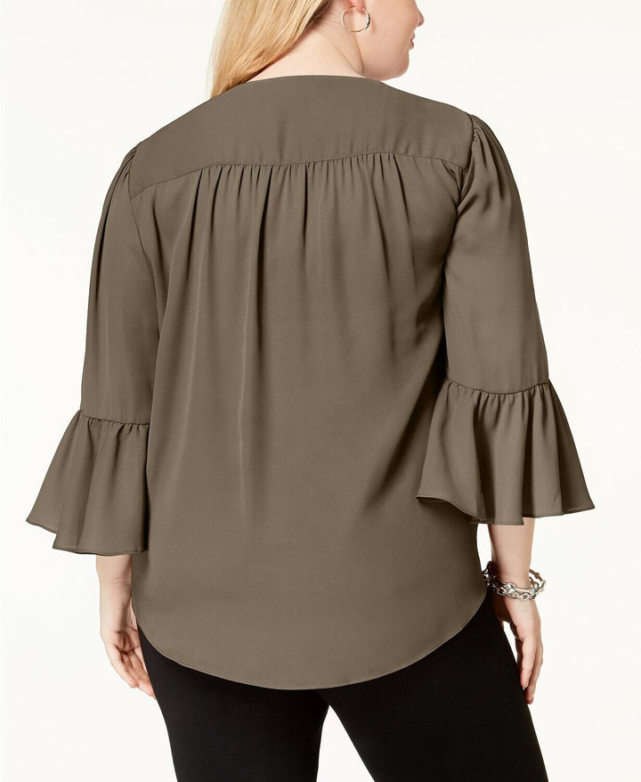 I.N.C. Plus Size Bell-Sleeve High-Low Blouse