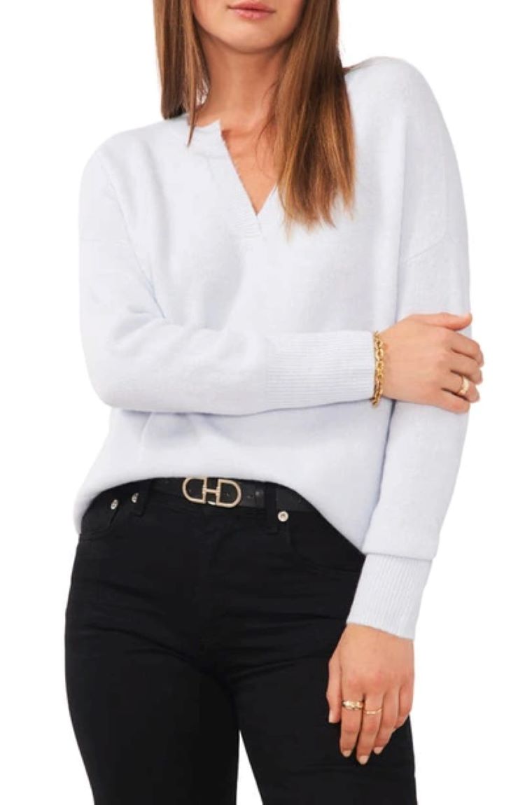 Vince Camuto Drop Shoulder V-Neck Sweater