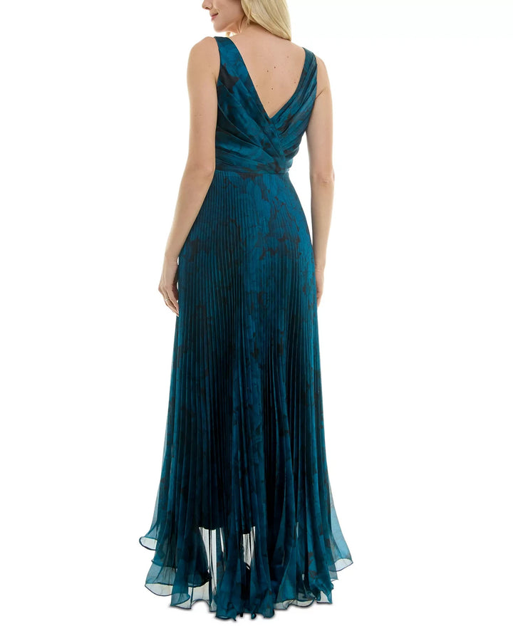 Taylor Women's V-Neck Sleeveless Pleat-Skirt Chiffon Gown MSRP $248