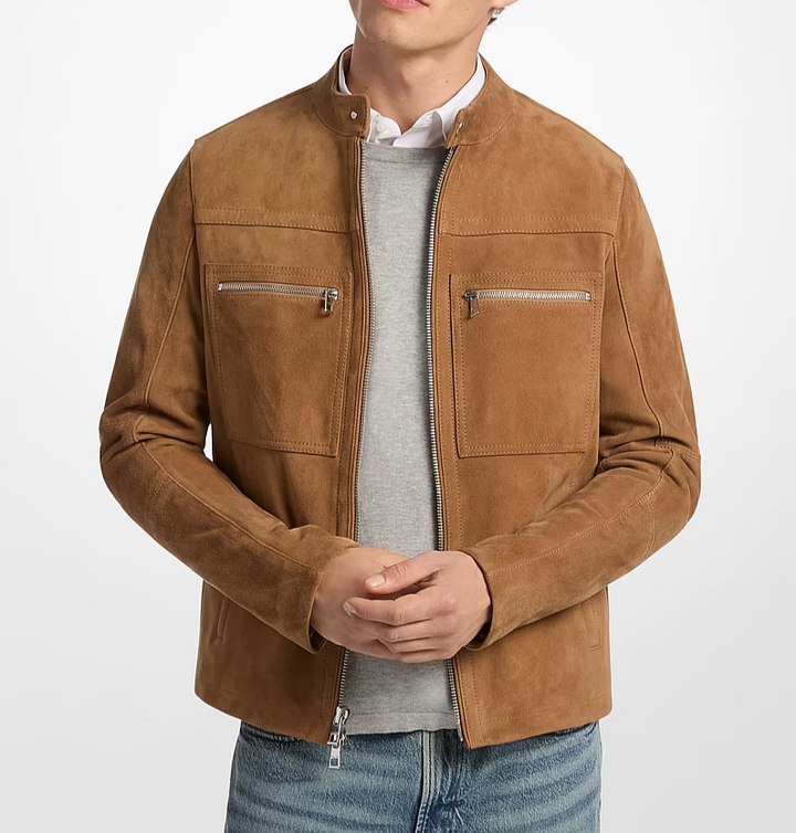 Michael Kors Suede Racer Jacket MSRP $398