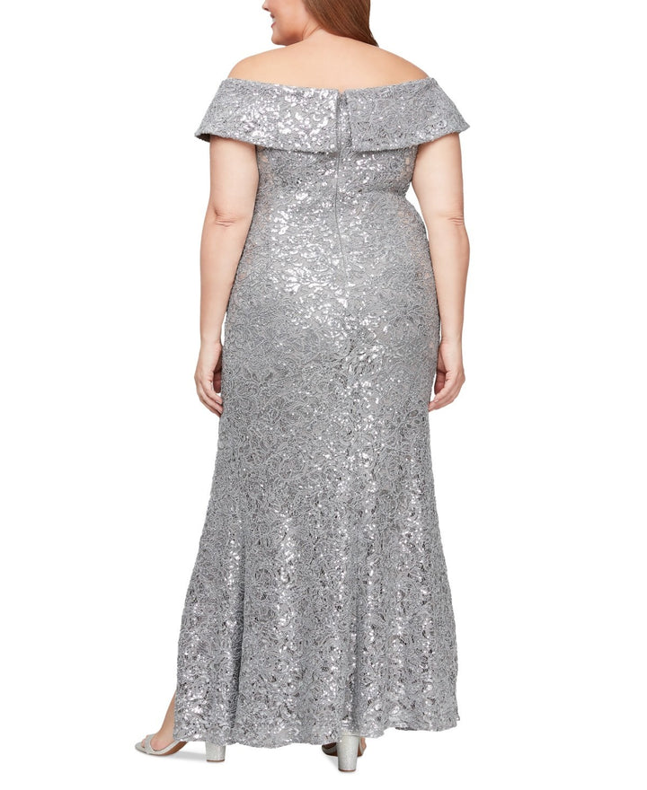 Alex Evenings Sequin Off-The-Shoulder Gown MSRP $269