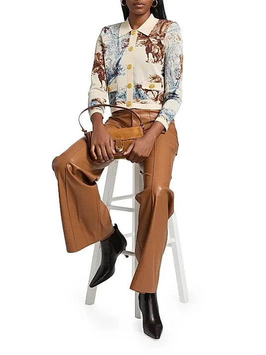 L'Agence Osiris Jacquard Collared Cardigan MSRP $495