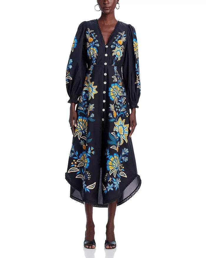 FARM Rio Stitched Garden Midi Dress MSRP $290 Size S