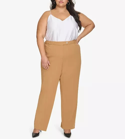 Calvin Klein Plus Size High Rise Straight Leg Pants MSRP $109