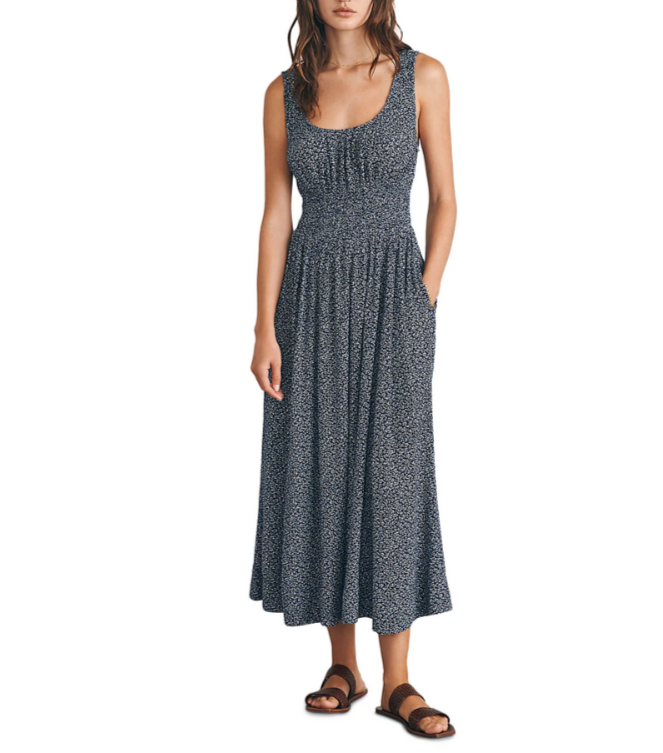 Faherty Smocked Waist Midi Dress MSRP $198