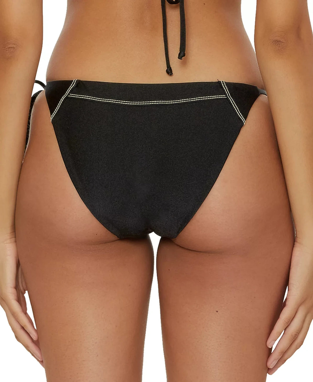 Becca Women's Color Sheen Contrast-Stitch Side-Tie Bikini Bottoms MSRP $68