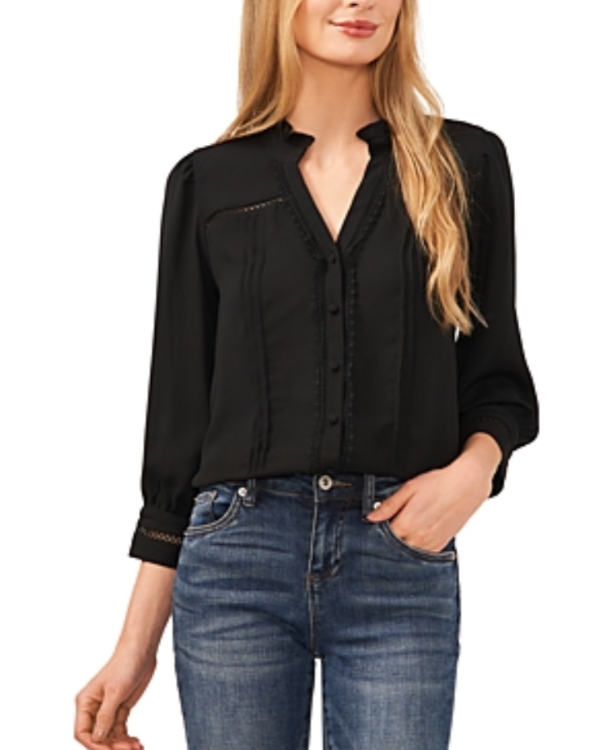 CeCe Pintucked Button Front Top MSRP $89