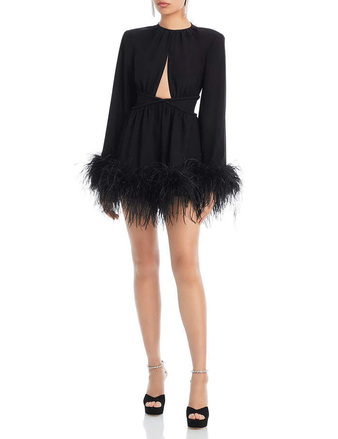 The New Arrivals by Ilkyaz Ozel Ornella Feather Dress $2350 Size 38 # 10A 2713 N