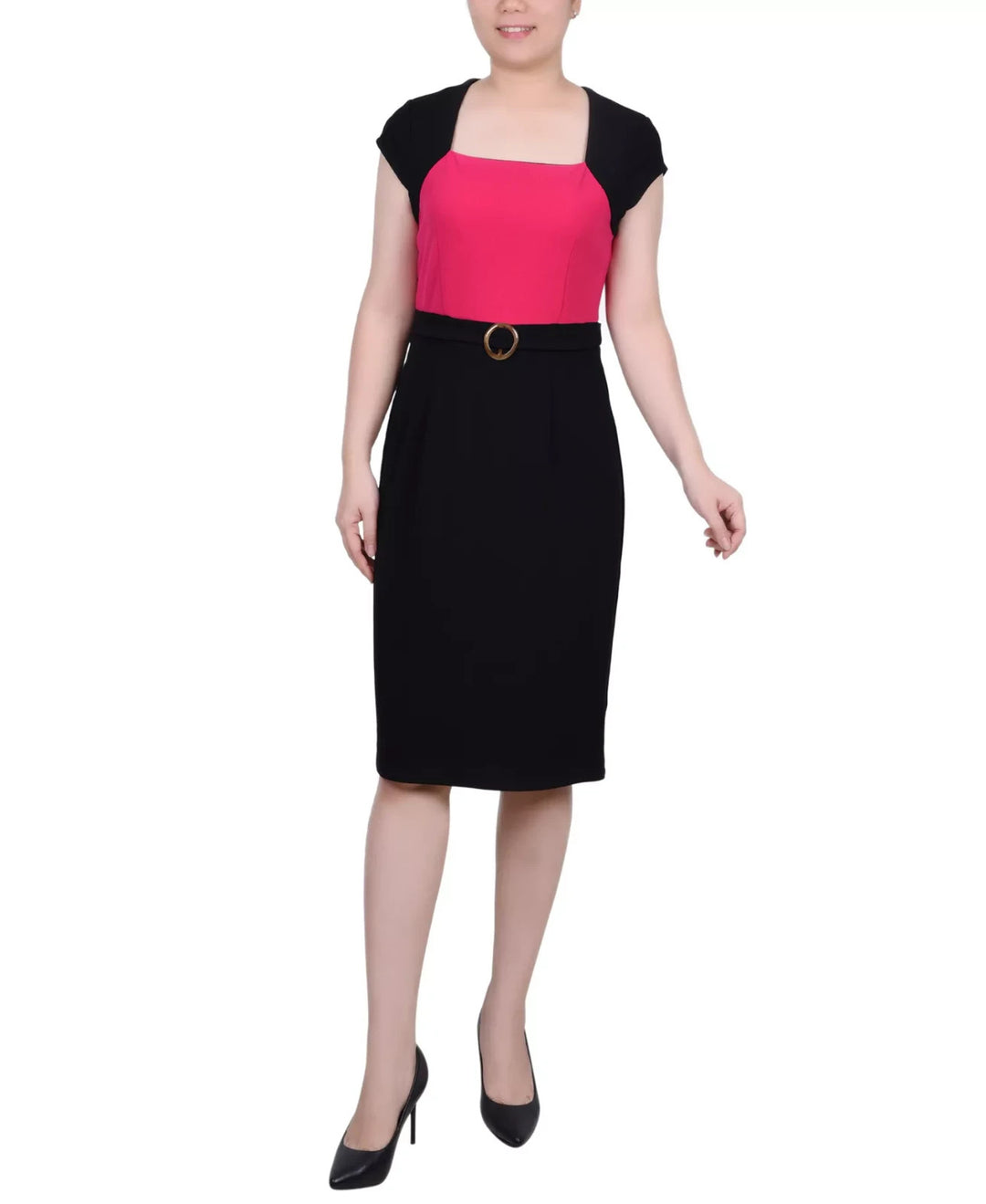 NY Collection Petite 3/4 Sleeve Colorblocked Dress, 2 Piece Set MSRP $62