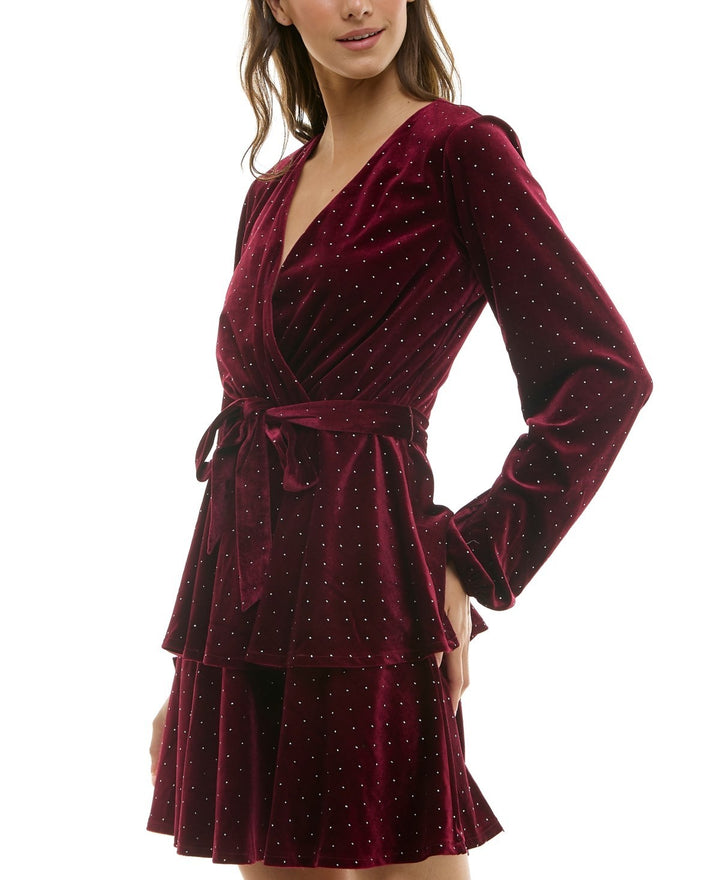 Trixxi Juniors' Velvet Rhinestone Mini Dress MSRP $ 59