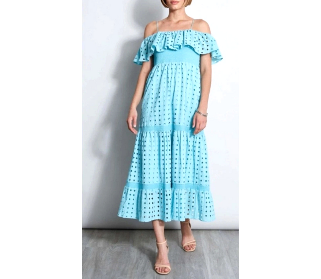 Tahari Eyelet MIDI Dress MSRP $148