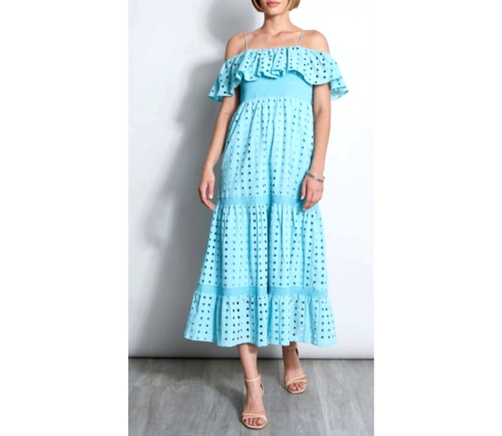 Tahari Eyelet MIDI Dress MSRP $148