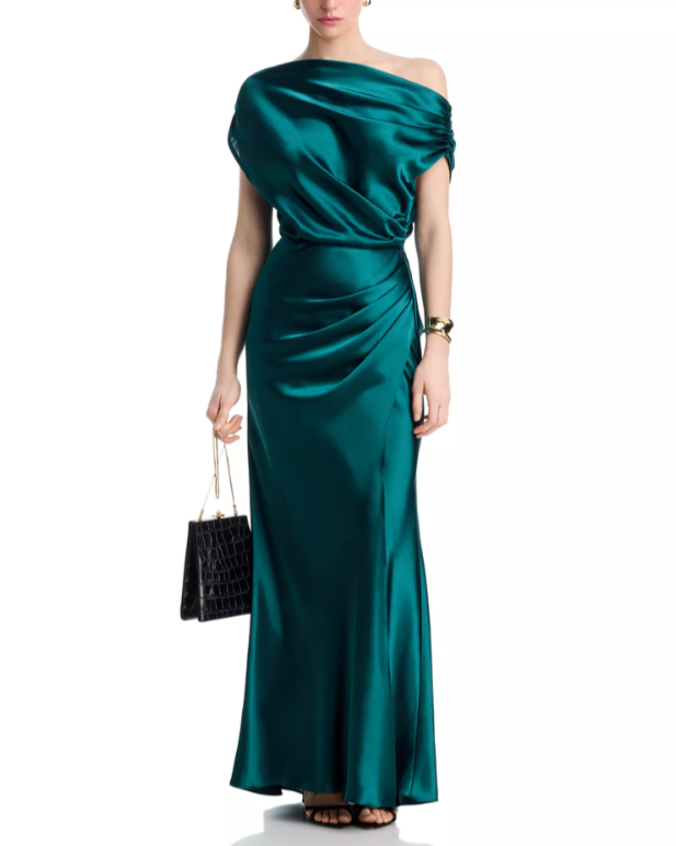 AQUA Satin Off The Shoulder Dress MSRP $238
