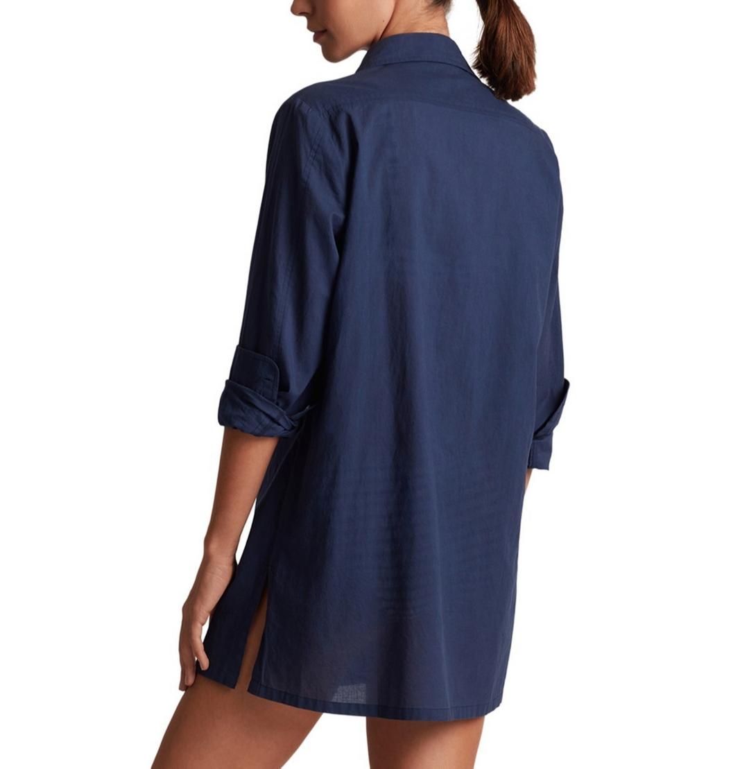 Lauren Ralph Lauren Logo Embroidered Shirt Swim Cover-Up MSRP $130