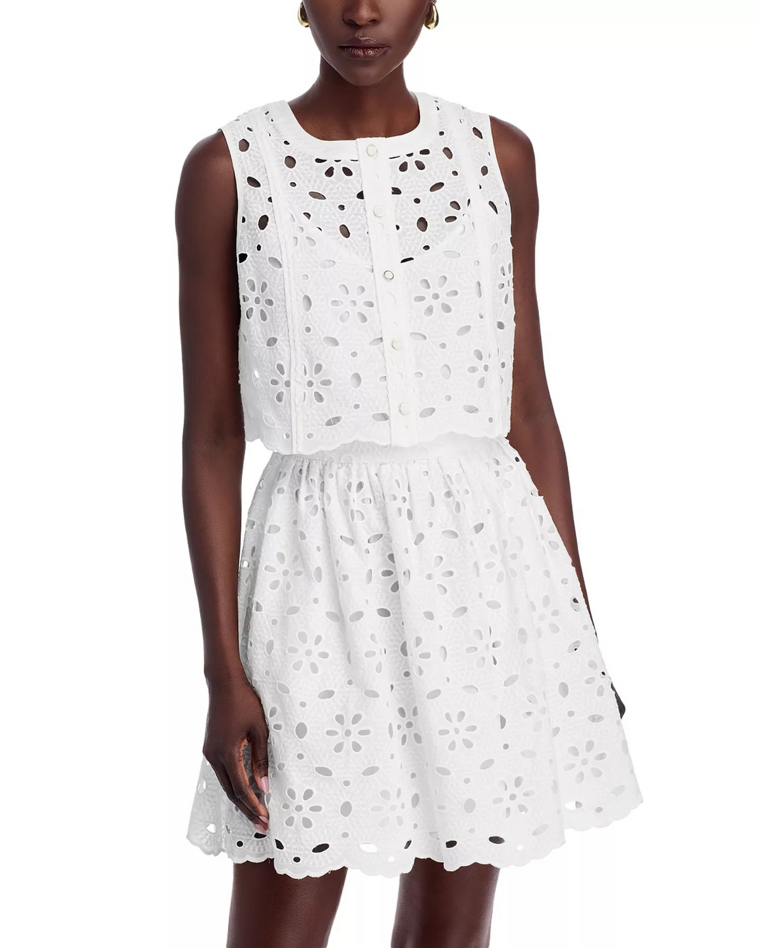 MILLY Nicolette Sleeveless Floral Eyelet Dress $395