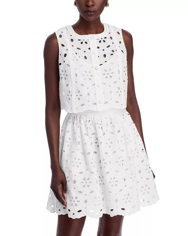 MILLY Nicolette Sleeveless Floral Eyelet Dress $395