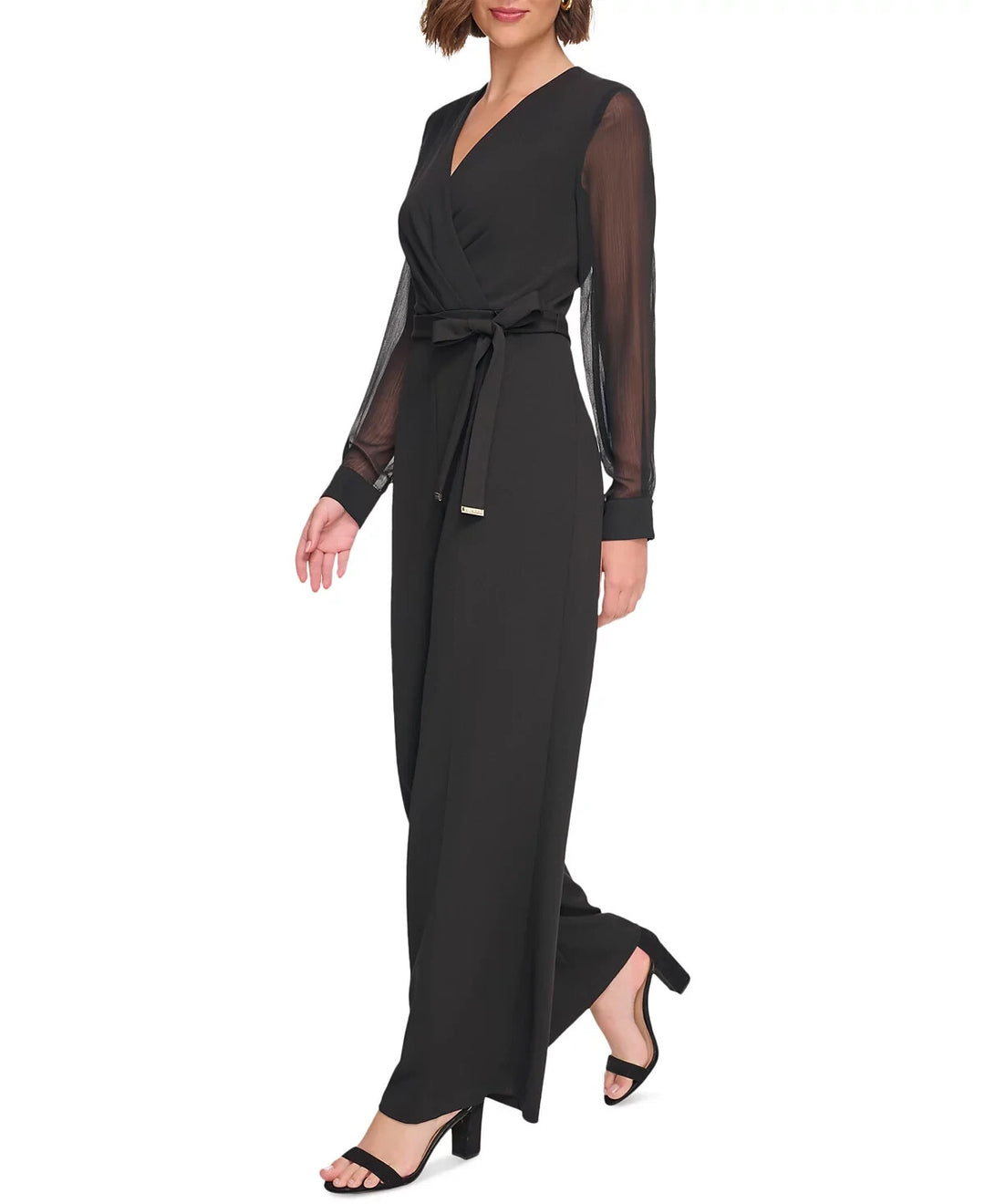 Tommy Hilfiger Long-Chiffon-Sleeve Scuba Crepe Jumpsuit MSRP $149