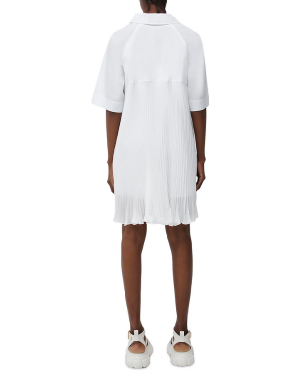 SIMKHAI Blanche Pleated High Low Shirt Dress MSRP $395