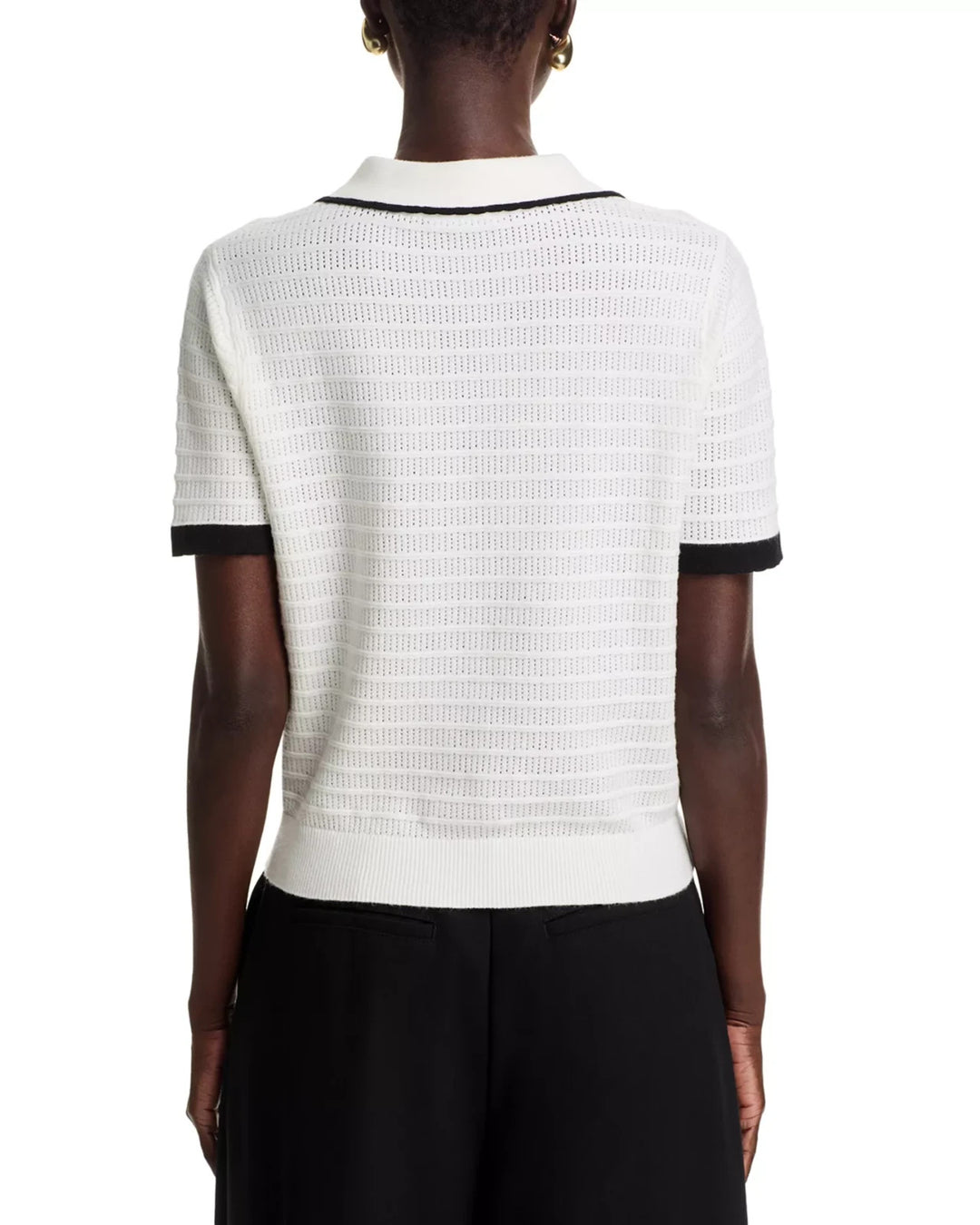 Vila MIlano Tipped Rib Knit Polo Sweater MSRP $128