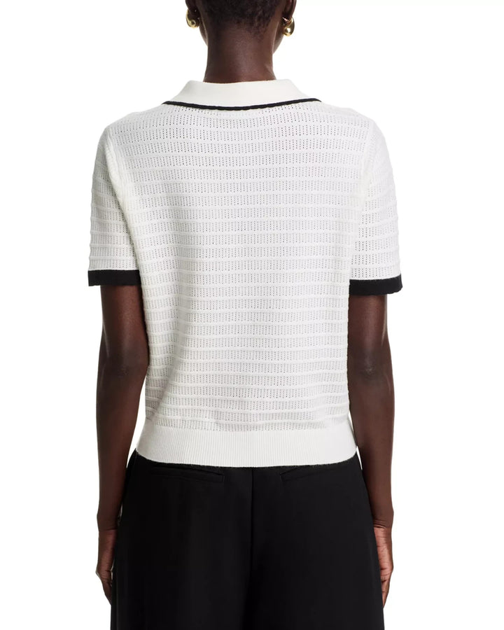 Vila MIlano Tipped Rib Knit Polo Sweater MSRP $128