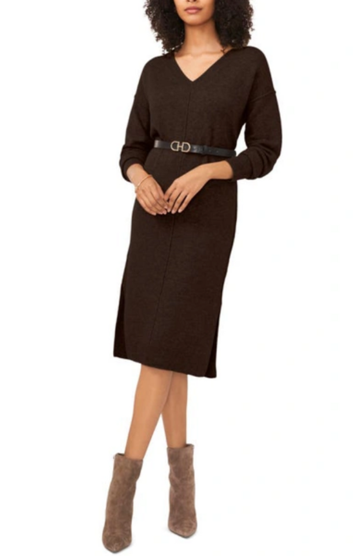 Vince Camuto Exposed Seam Long Sleeve Sweater Dress MSRP $99