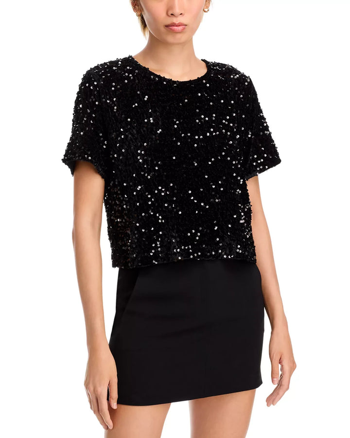 STEVE MADDEN Cressa Sequined Velvet Top MSRP $69