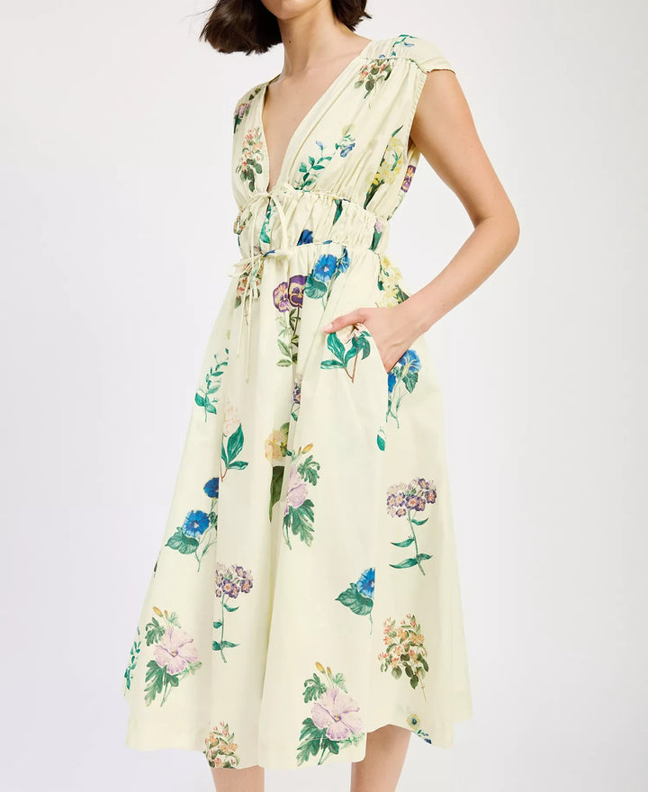 En Saison Ashley Printed Cotton Midi Dress MSRP $156