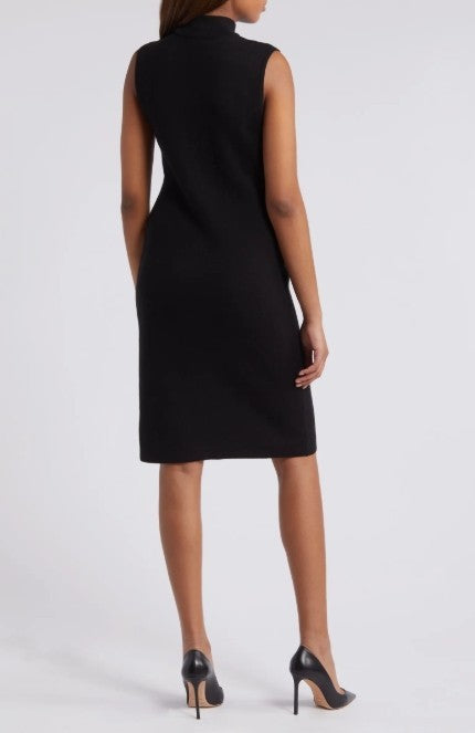 Anne Klein Women's Houndstooth Mock Neck Sleeveless Dress MSRP $129