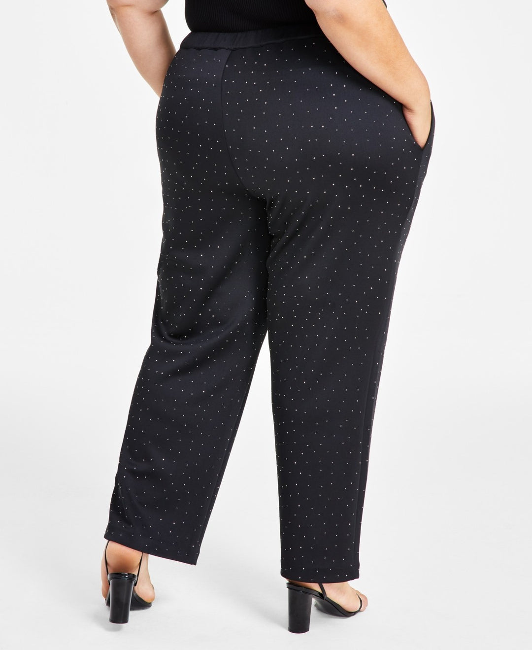 Nina Parker Trendy Plus Size Studded Scuba Straight-Leg Pants MSRP $99