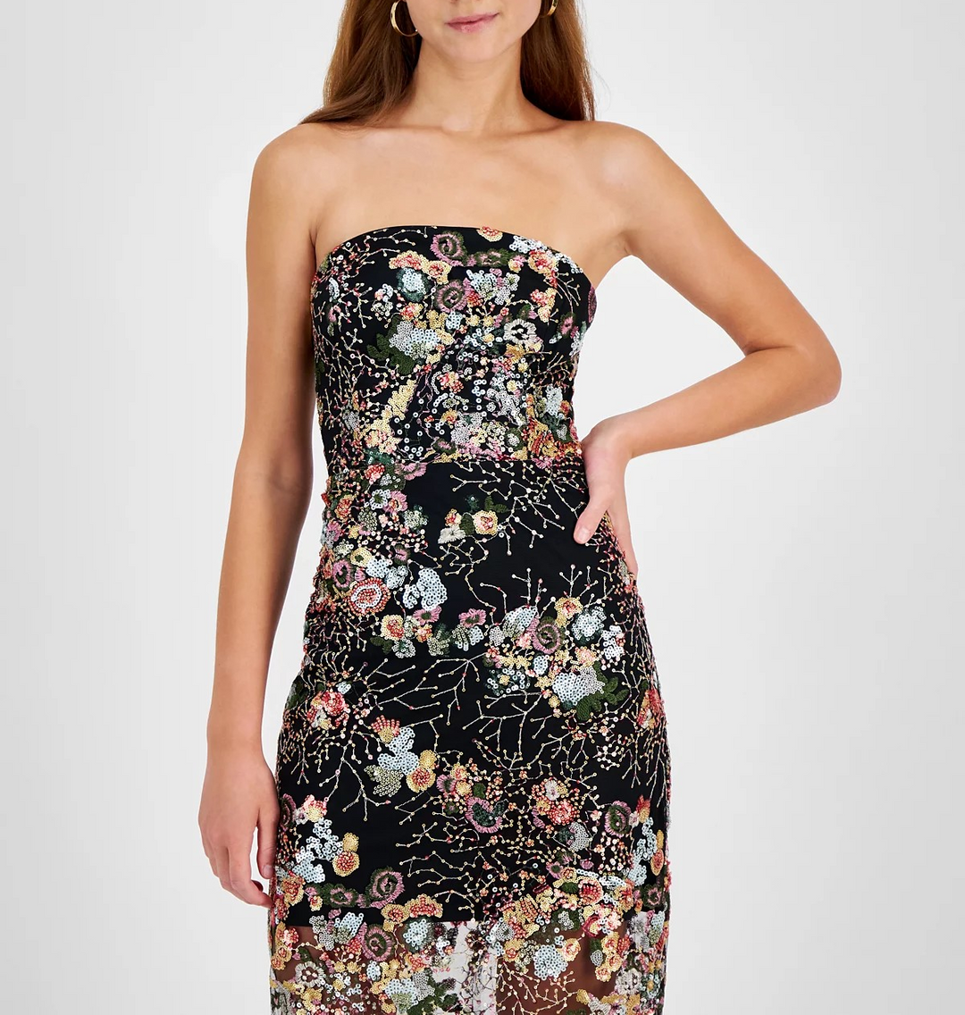 Sam Edelman Women's Sequined Strapless Mini Dress MSRP $168