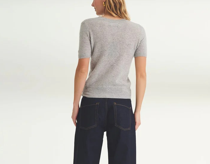 C by Bloomingdale's Short-Sleeve Cashmere Sweater MSRP $148