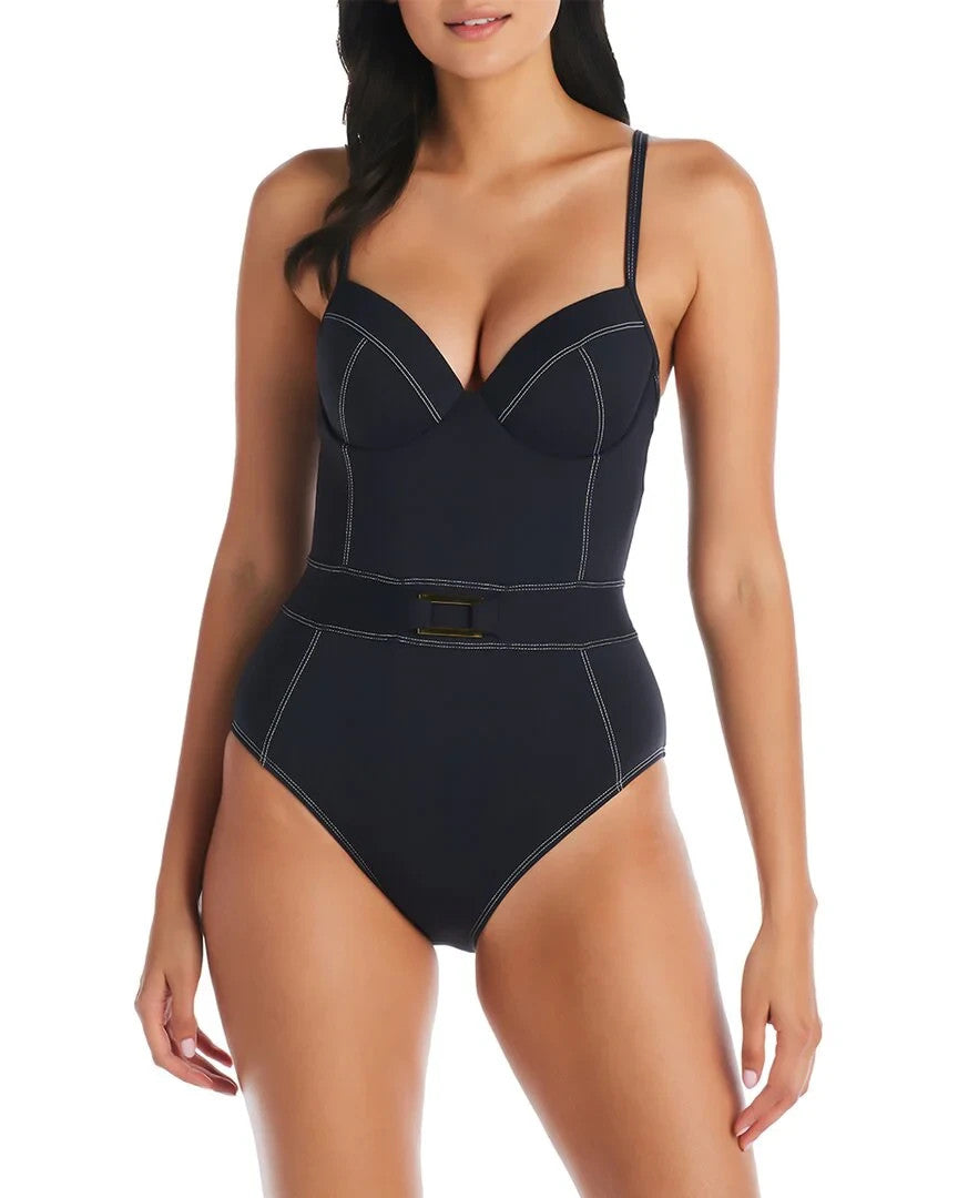 Bleu Rod Beattie Belted One Piece Swimsuit MSRP $125