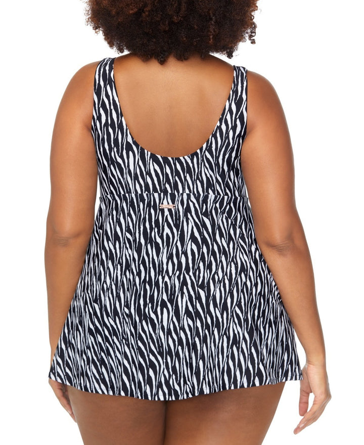 Raisins Curve Trendy Plus Size Lucia Printed Twist-Front Swimdress MSRP $102