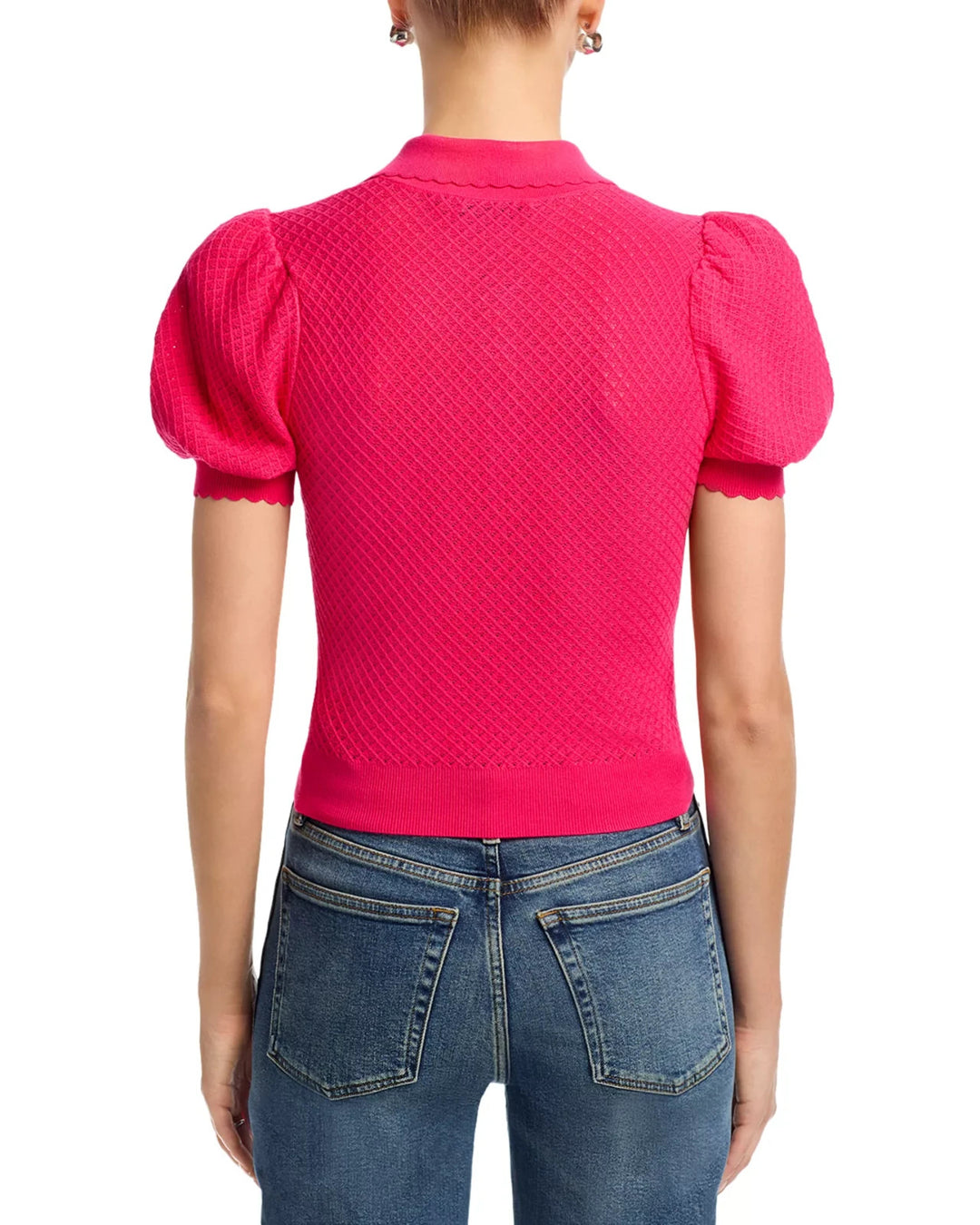 Alice and Olivia Ramona Pointelle Polo Sweater MSRP $395