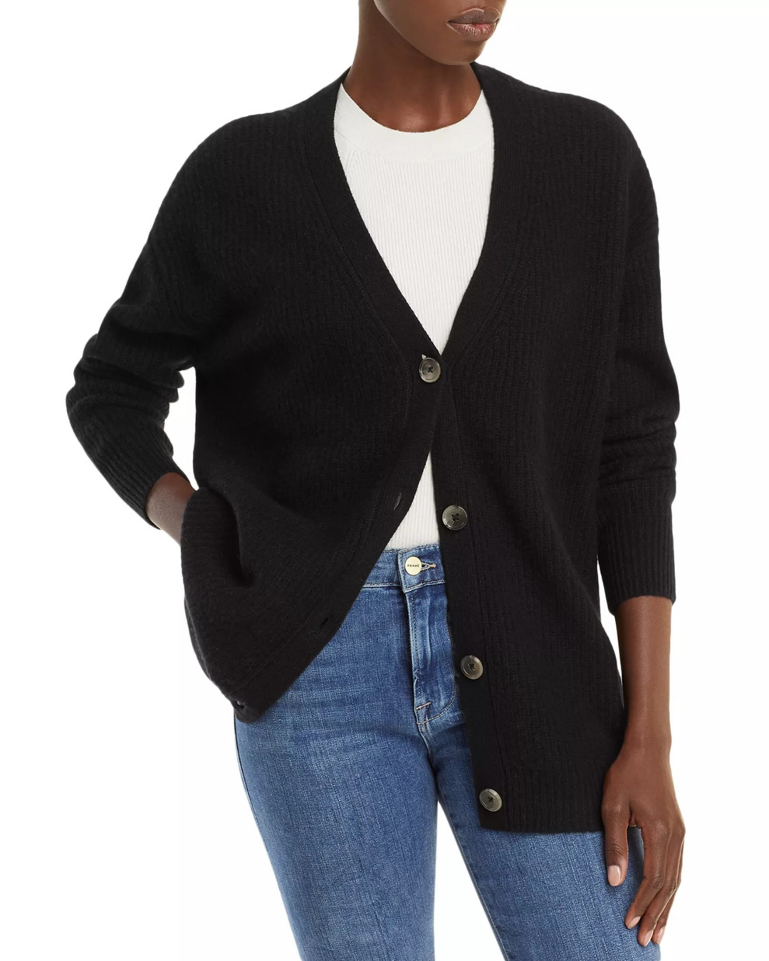 C by Bloomingdale's Cashmere Ribbed Oversized Cashmere Cardigan MSRP $238