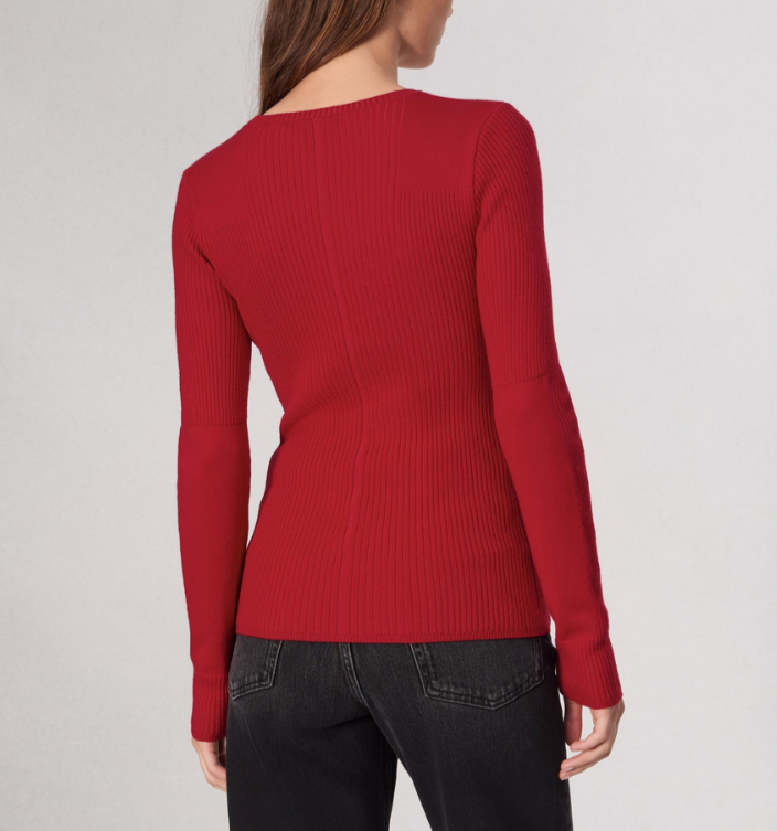 rag & bone Audrina Wool-Blend Crew Neck Ribbed Sweater MSRP $248