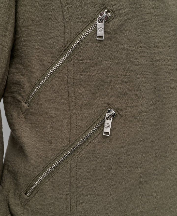 DKNY Women's Zipper Detailed Crinkle Jacket MSRP $139
