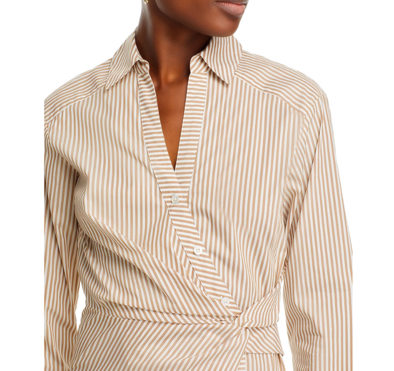 Veronica Beard Wright Striped Twist Waist Shirt Dress MSRP $498