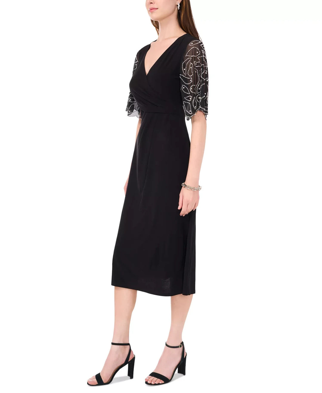 MSK Women's Sheer-Sleeve Fit & Flare Dress MSRP $89