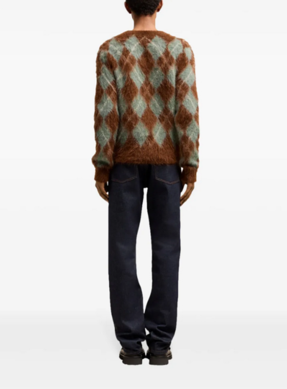 AMI Paris Argyle Wool Blend Brushed Sweater MSRP $785