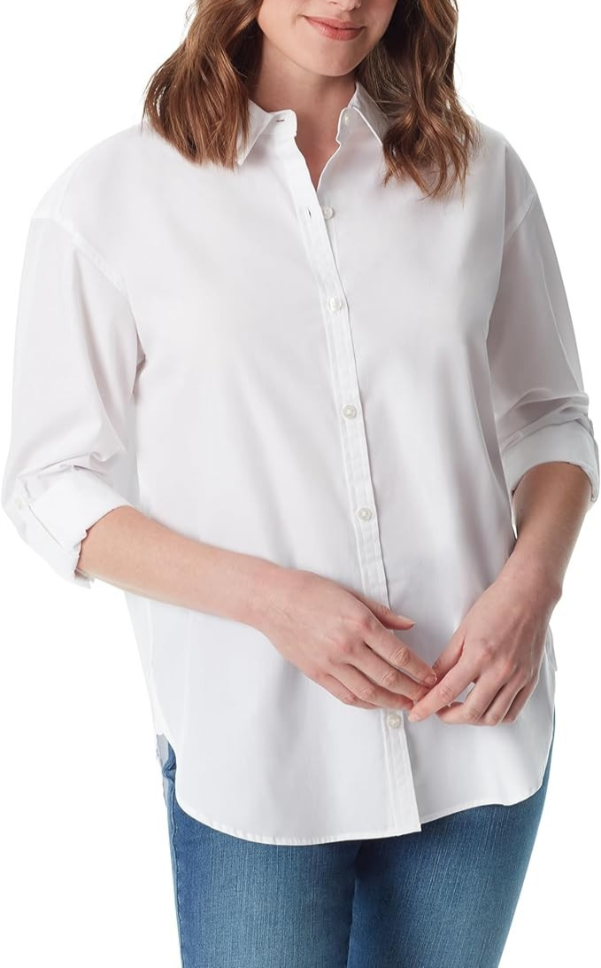 Gloria Vanderbilt Amanda Monogram Button Down Shirt MSRP $48